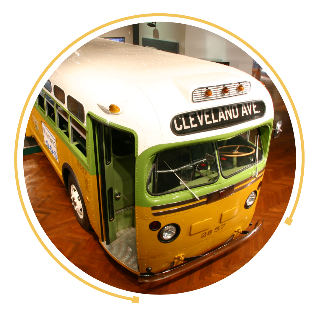 Restored bus that Rosa Parks rode on display at the Henry Ford Museum