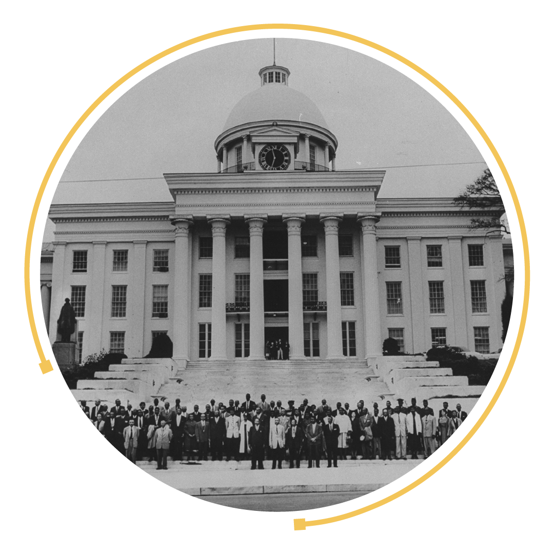 Members of  the Montgomery Bus Boycott in front of the Supreme Court Building