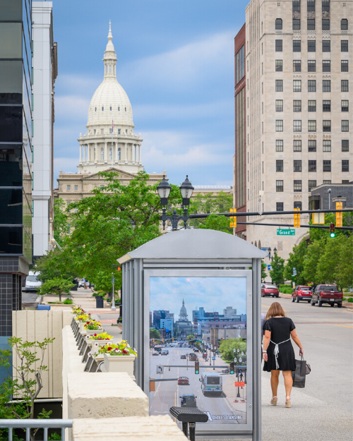 Michigan Avenue Bus Shelter in front of Capitol