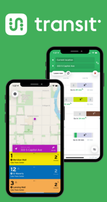 Transit app showing CATA bus routes